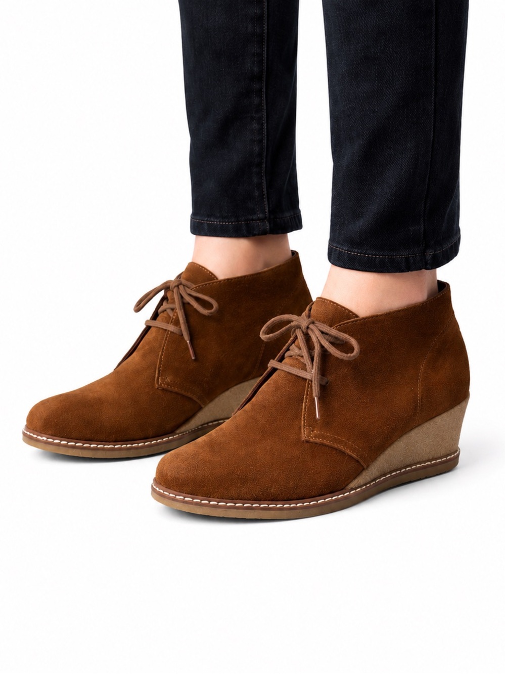 Size 8 J.Crew Women’s Suede Wedge Chukka Boots Brown Lace Up Ankle Booties